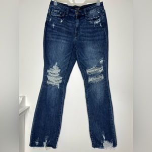 Judy Blue Indigo Distressed Boot Cut Jeans
